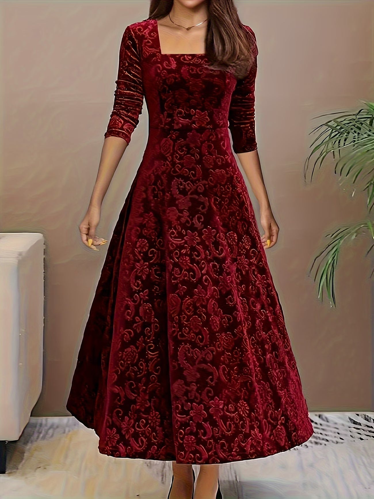 Warren | Elegant Mid Sleeve Floral Dress