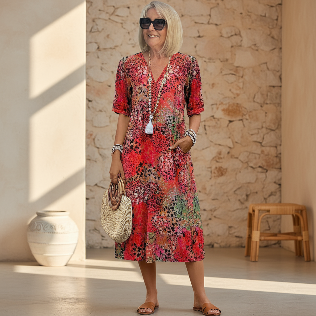 Warren | Vibrant Pattern Midi Dress