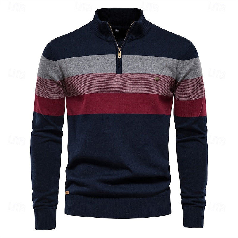 Warren | Colour-Block Quarter-Zip Sweater