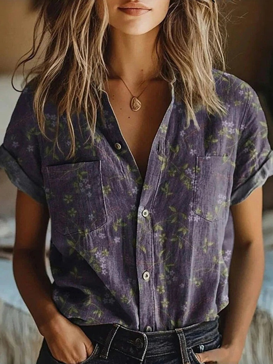 Warren | Floral Short Sleeve Blouse