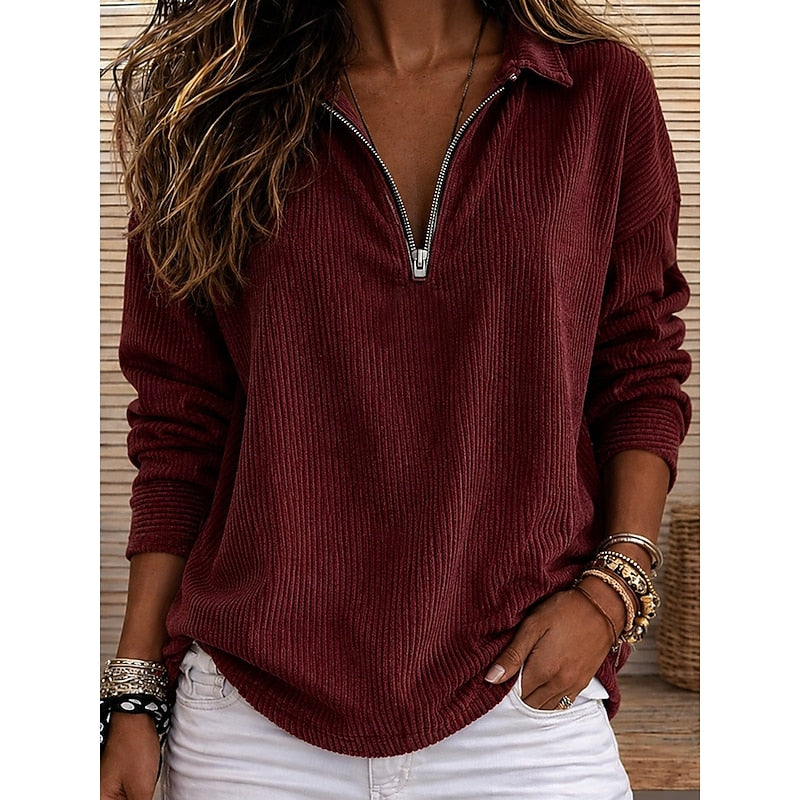 Warren | Ribbed Quarter-Zip Top