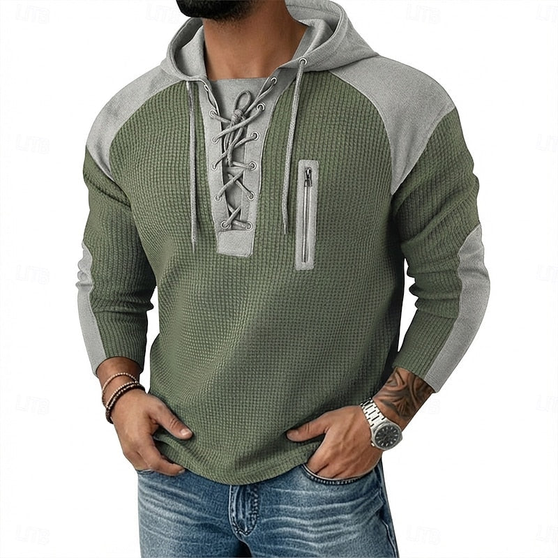 Warren | Lace-Up Textured Hoodie