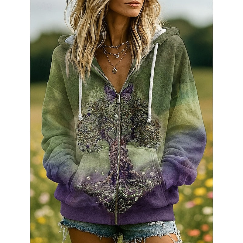Warren | Nature-Print Zip-Up Hoodie