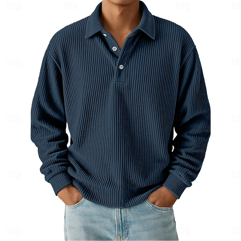 Warren | Textured Long-Sleeve Polo Shirt
