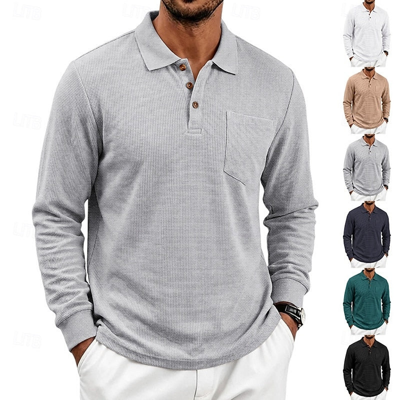 Warren | Textured Long-Sleeve Polo Shirt