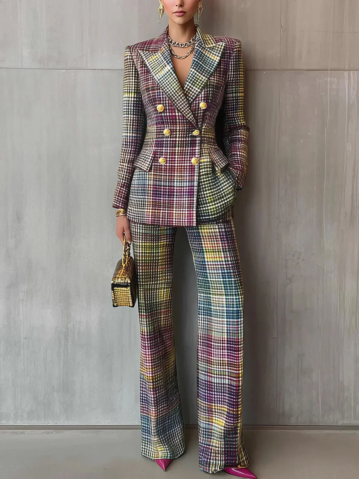 Warren | Elegant Luxe Multicolour V-Neck Set