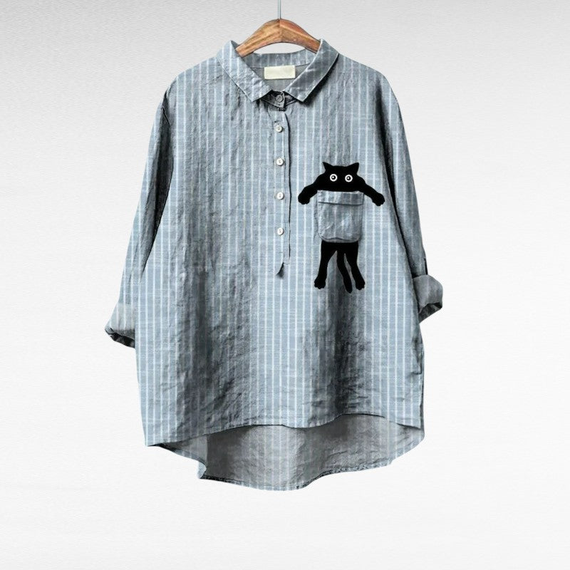 Cassidy | Vintage Chic Cat Print Blouse