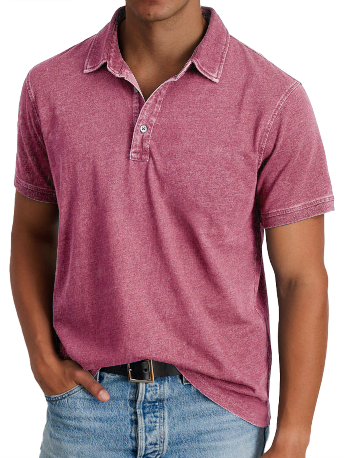 Men's Collared Button Polo Shirt