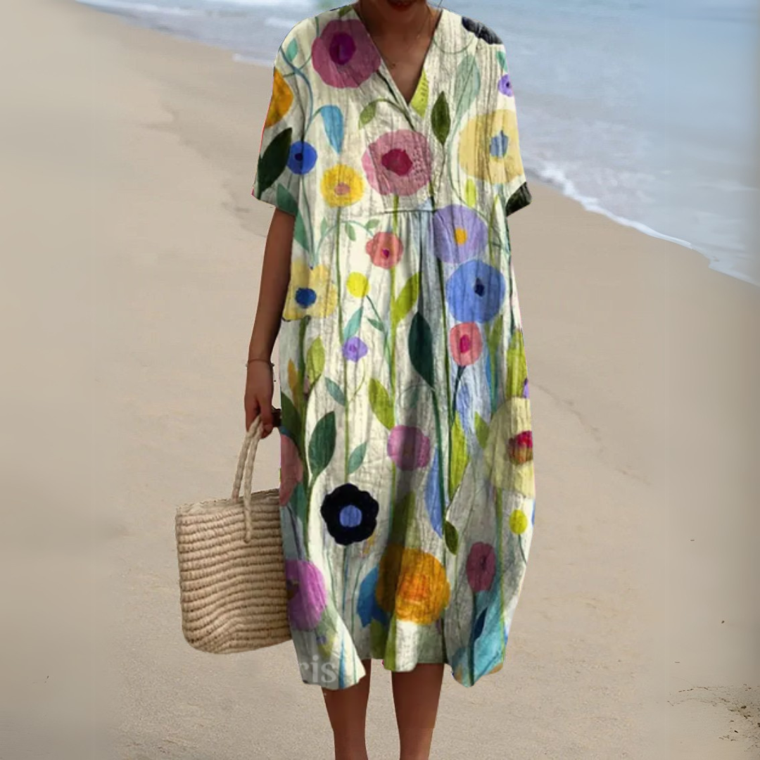 Women's V-Neck Multicolour Dress