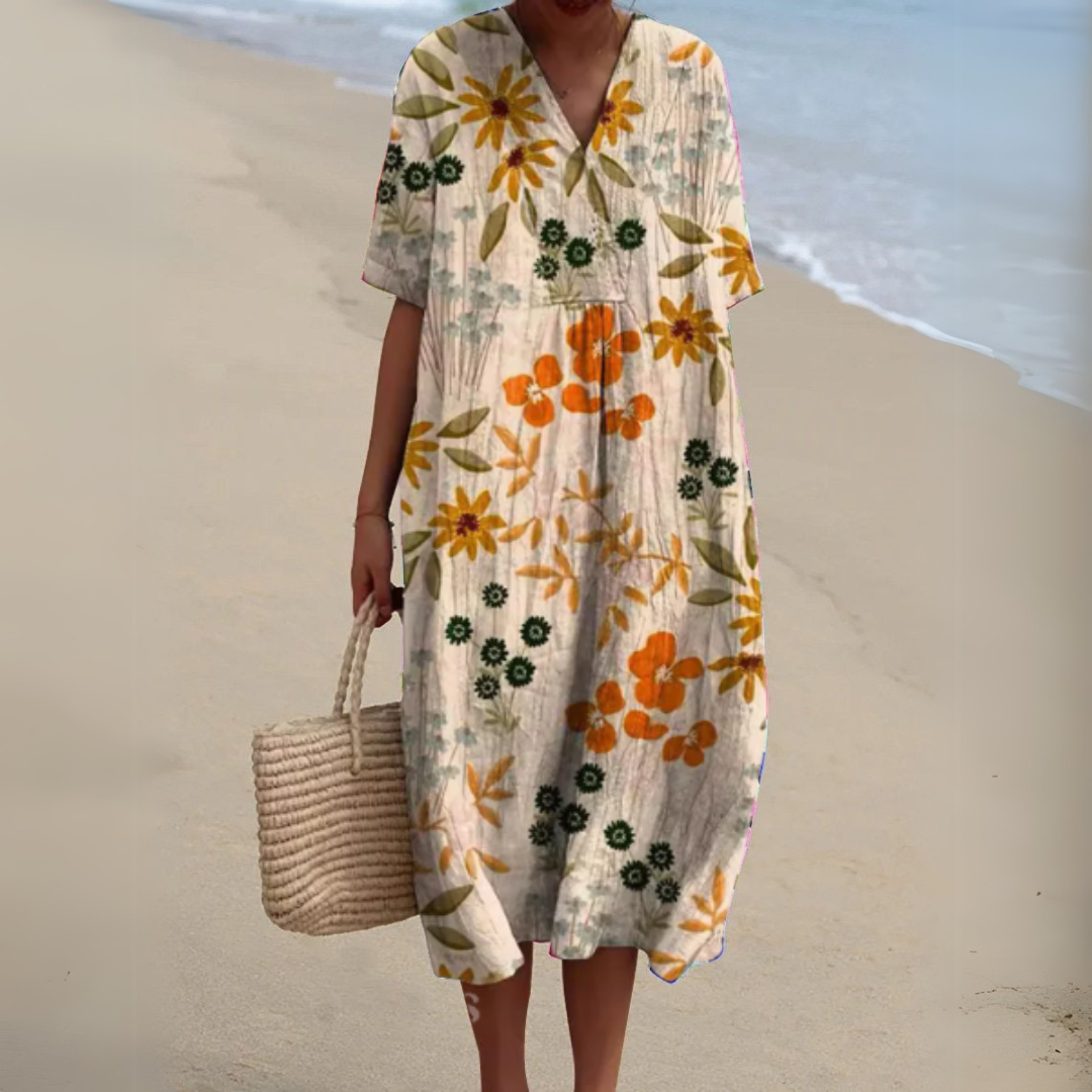 Women's V-Neck Multicolour Dress