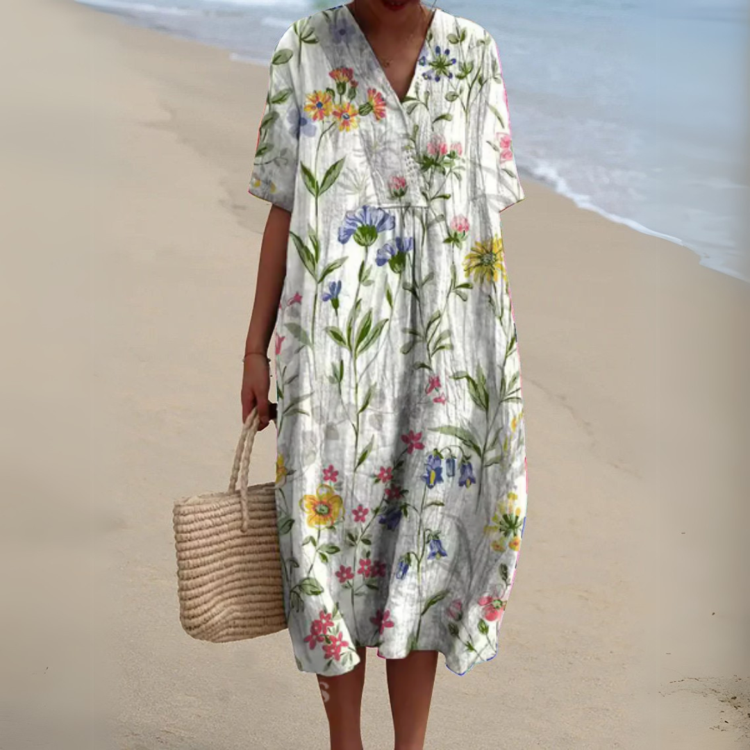 Women's V-Neck Multicolour Dress