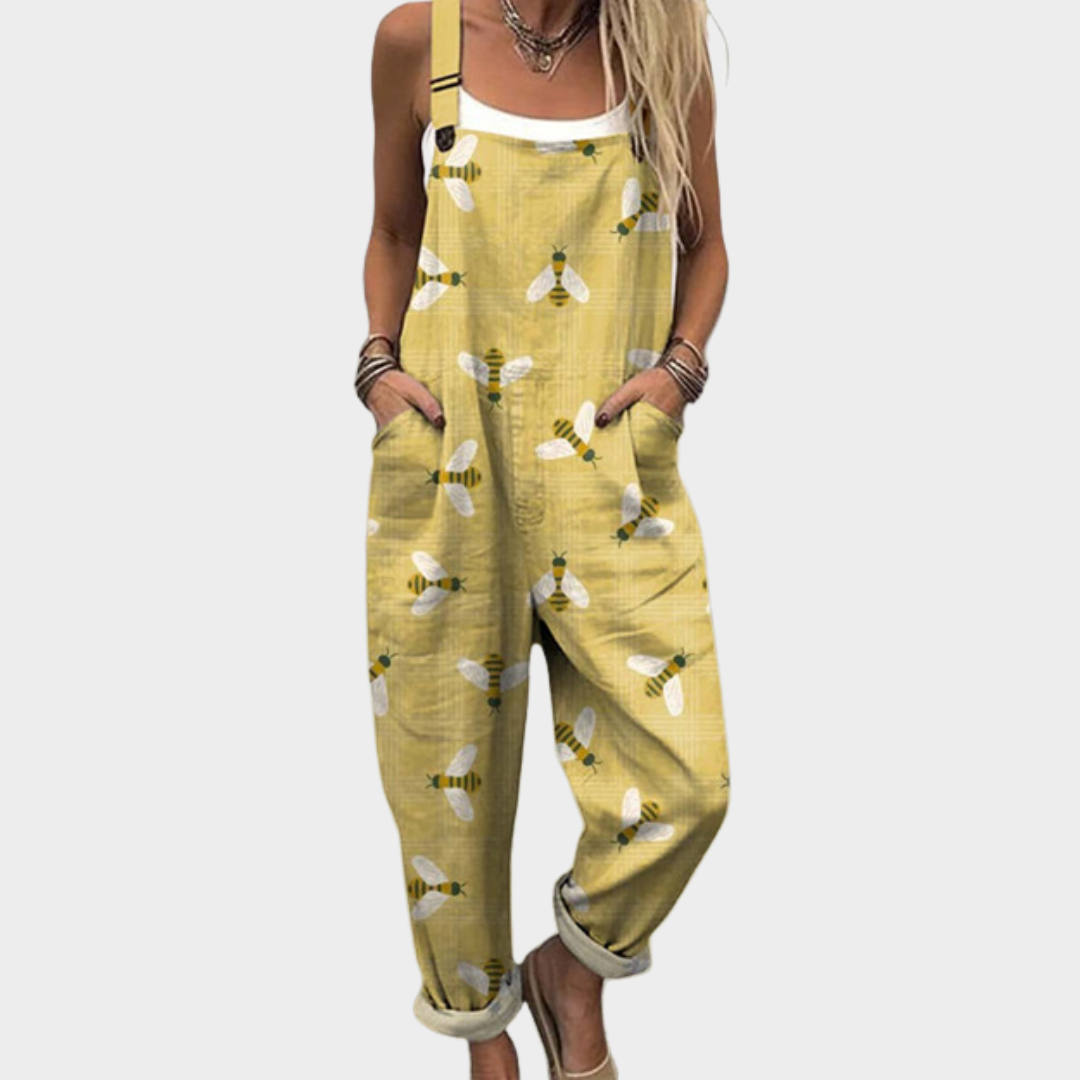 Warren | Comfortable Bee Art Pocket Jumpsuit