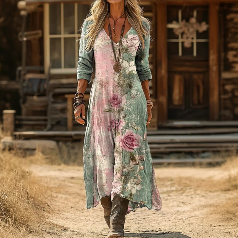 Warren | Vintage Floral Long Sleeve Casual Dress