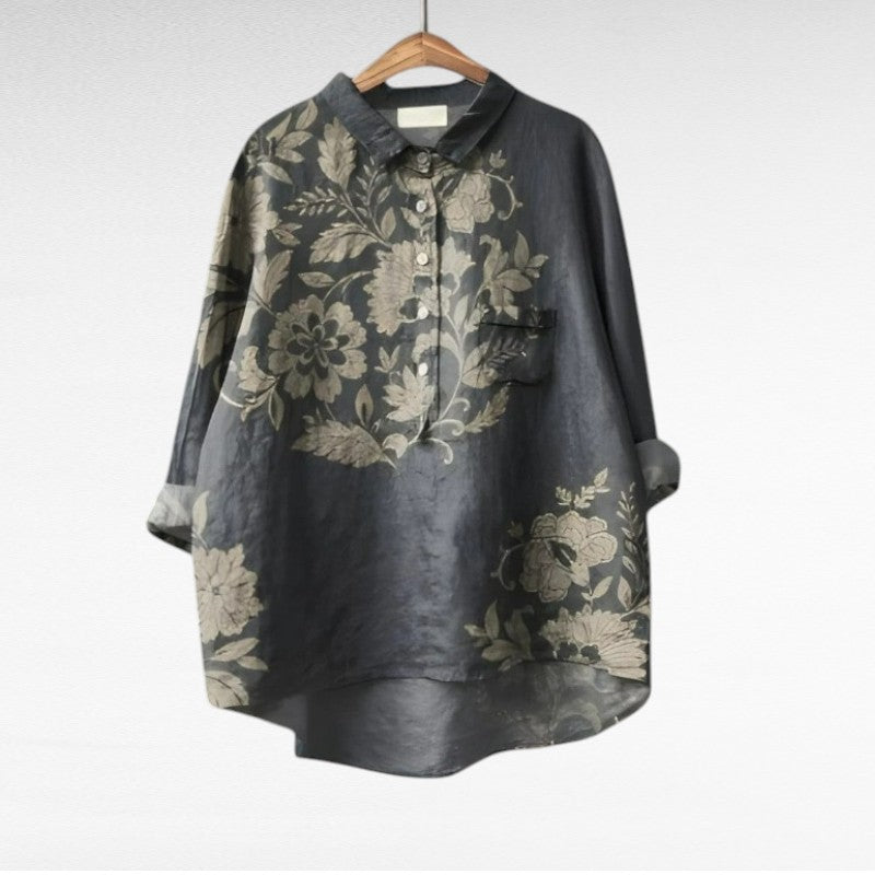 Darina | Classic Retro Floral Blouse