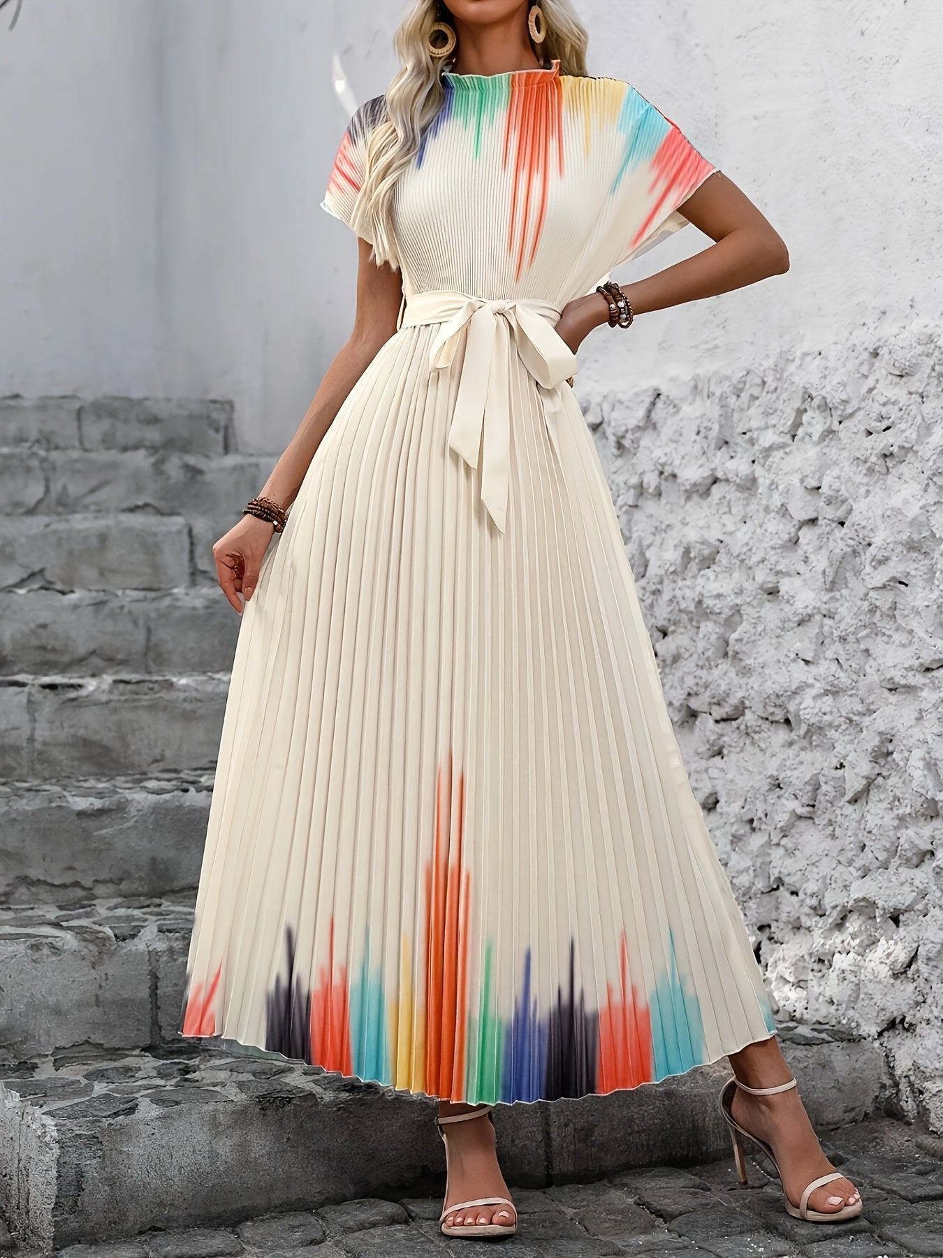 Miriam | Belted Pleated Maxi Dress