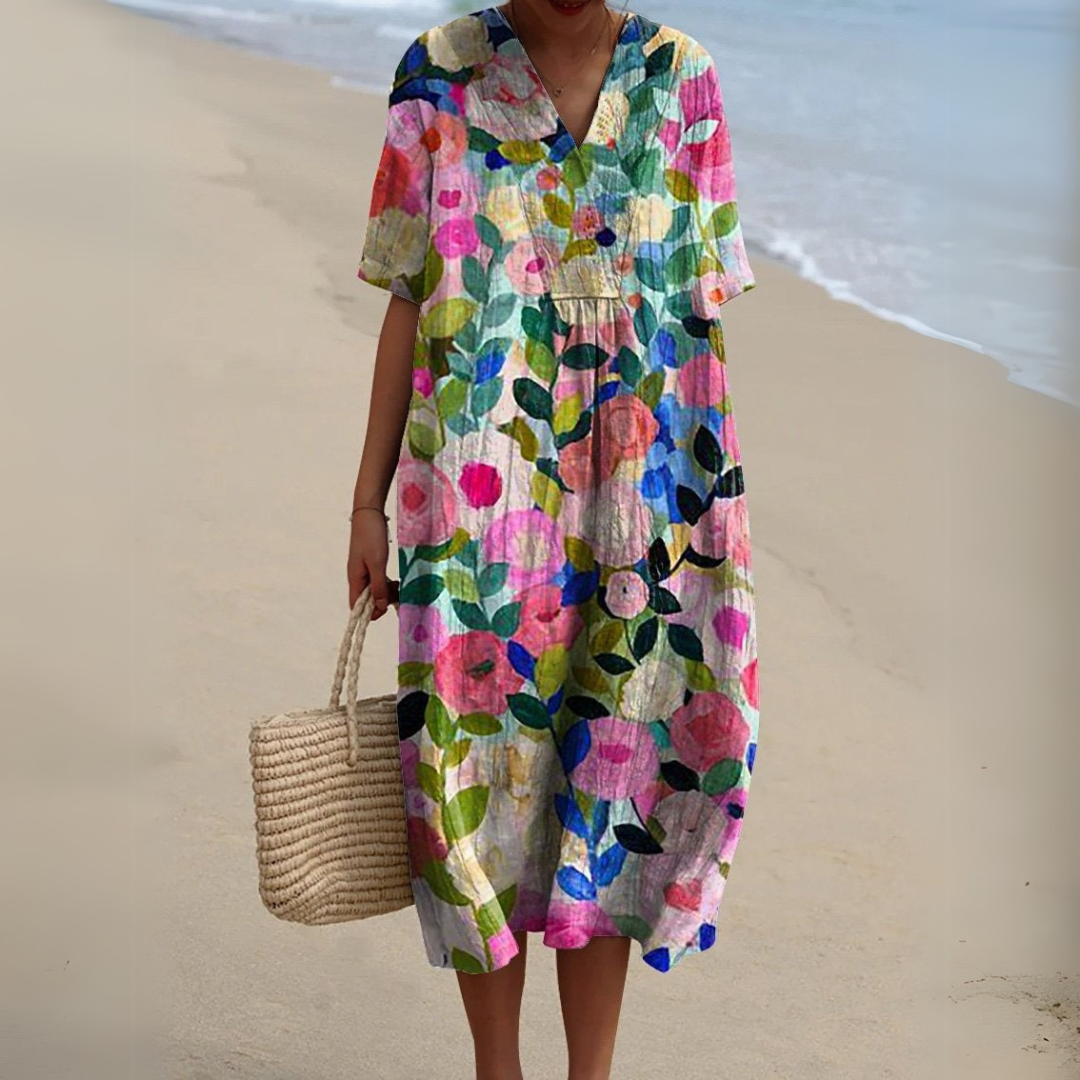 Warren | Stylish Multicolour V-Neck Dress