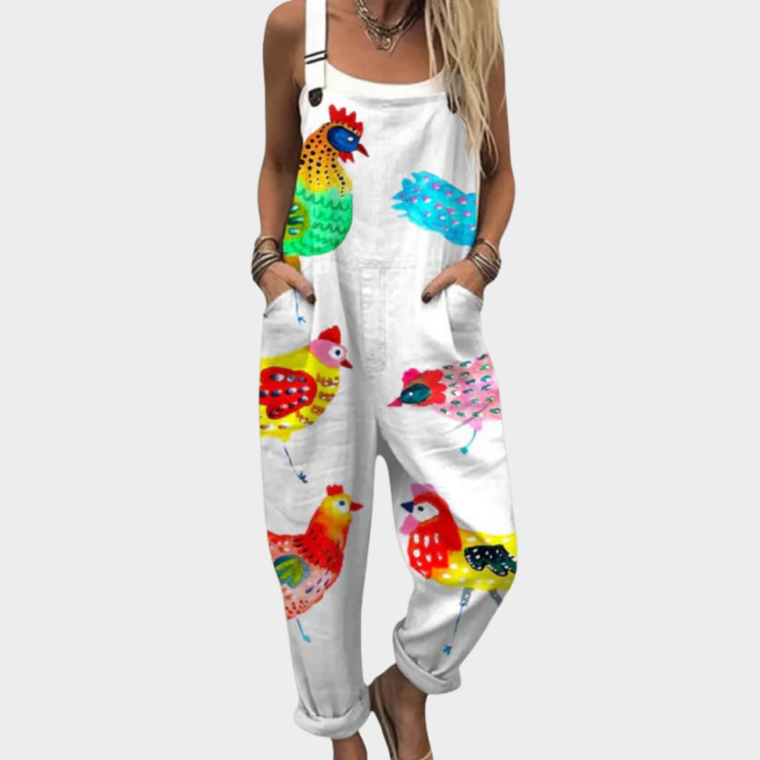 Warren | Multicolor Chicken Art Jumpsuit