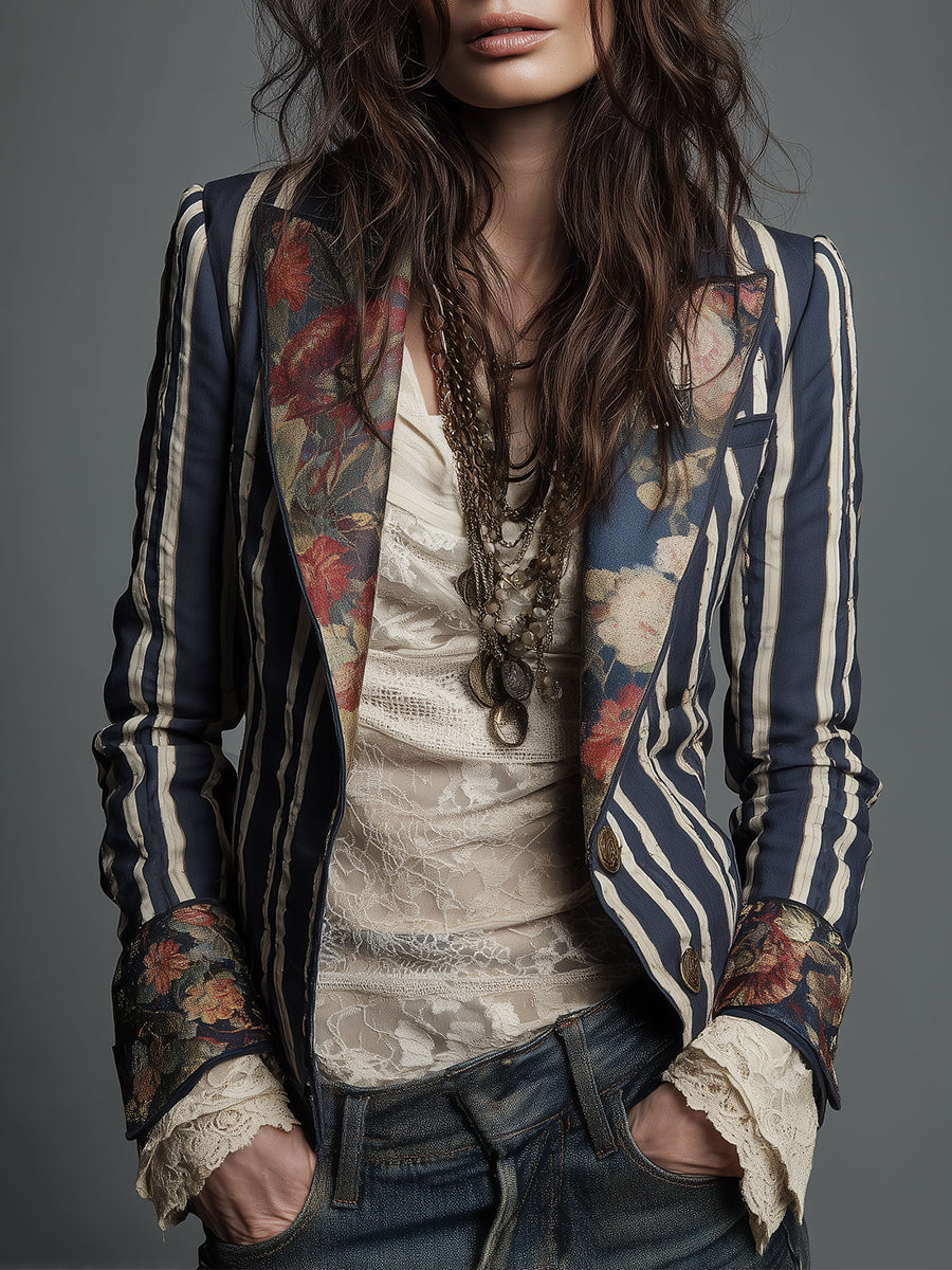 Warren | Classic Retro Bohemian Striped Blazer