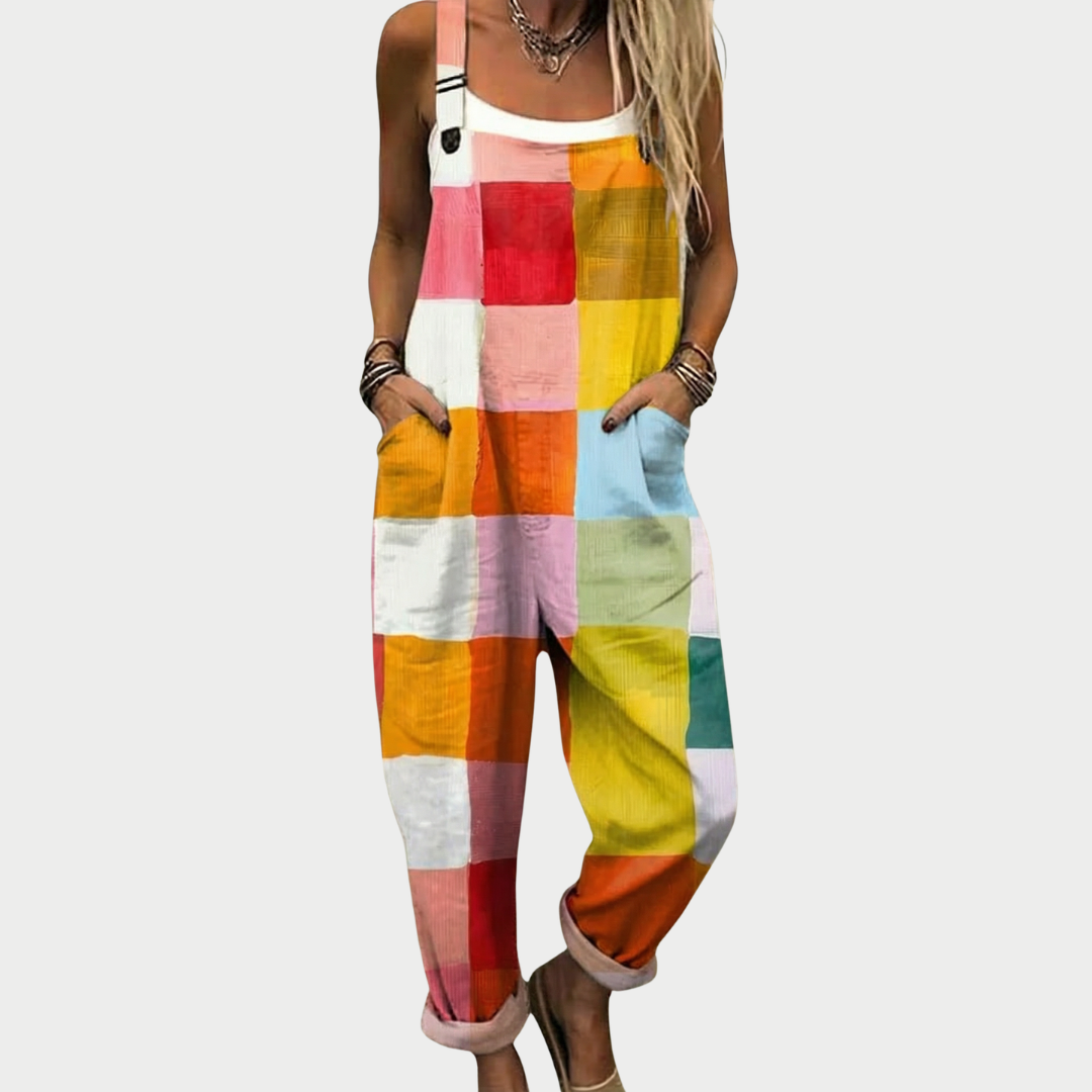 Warren | Stylish Checkered Multi Patch Jumpsuit