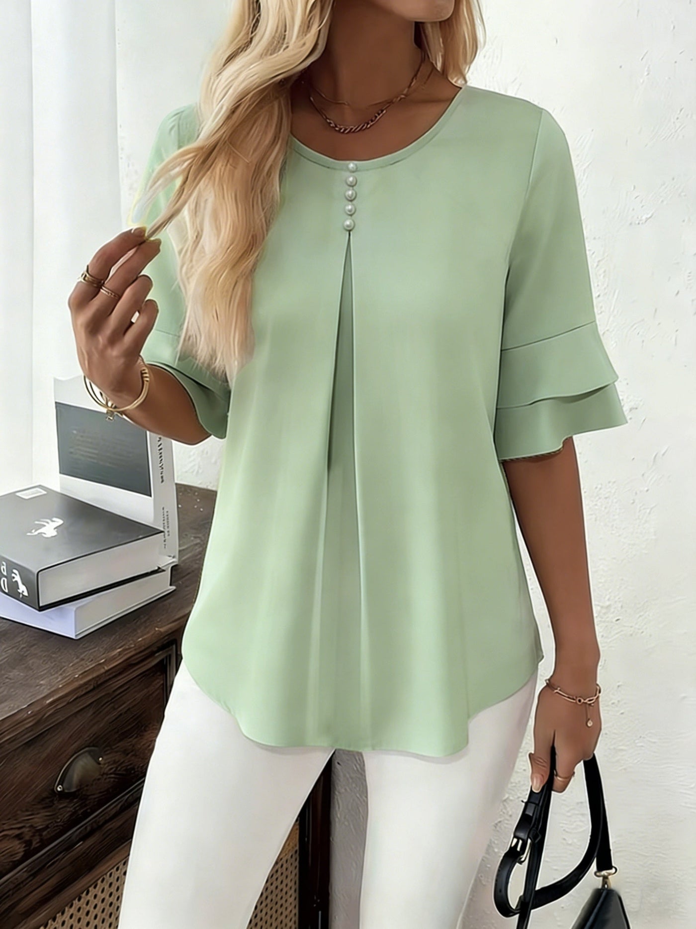 Warren | Softly Draped Ruffle-Sleeve Blouse