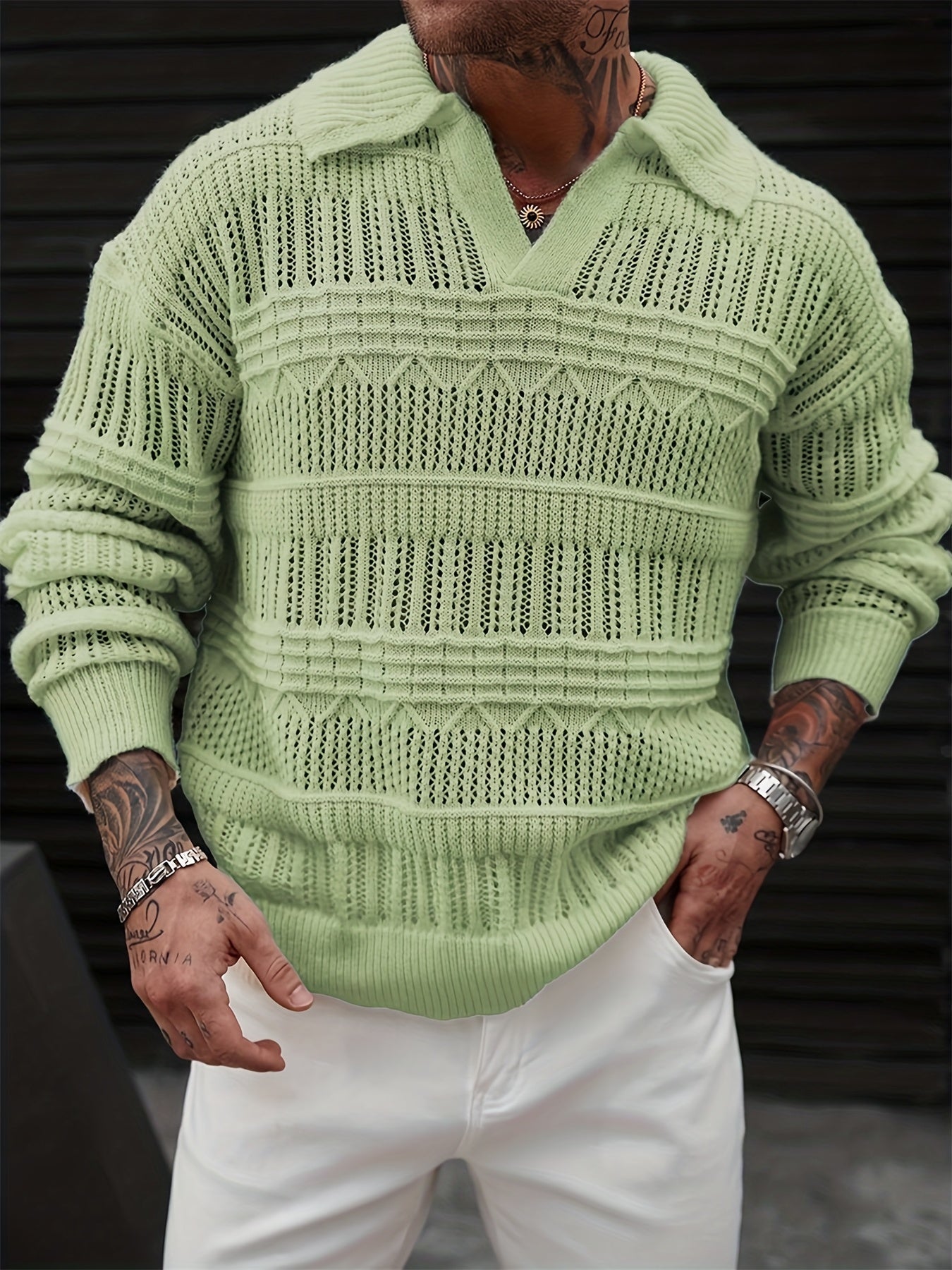 Warren | Open-Weave Collared Sweater