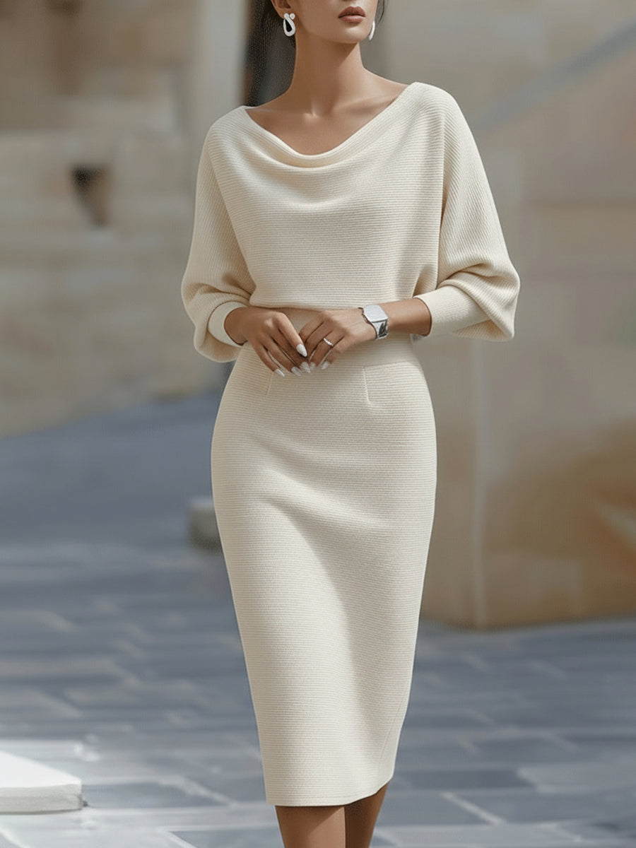 Women's Round-Neck Flowy Midi Dress