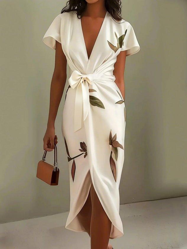 Women's Floral Pattern Midi Dress