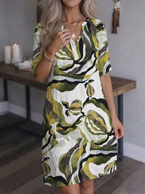 Marion | Artful Print V-Neck Dress