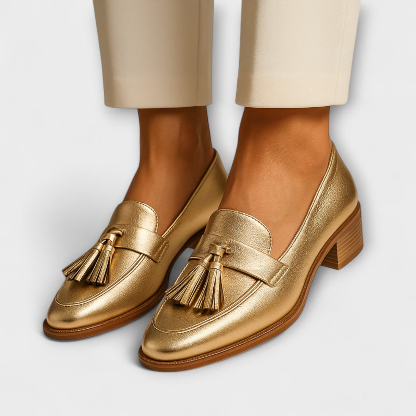 Warren | Elegant Gold Tassel Loafers