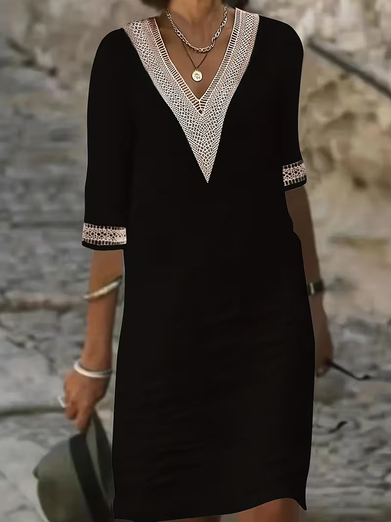 Warren | Stylish V-Neck Mid Sleeve Dress
