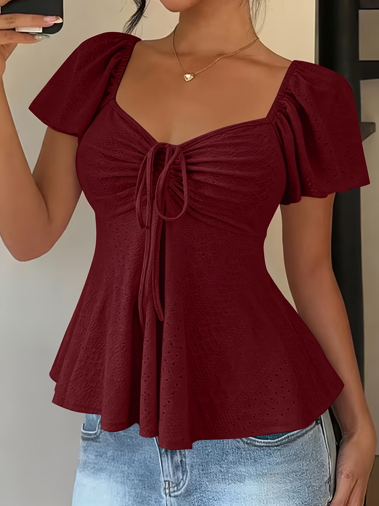 Mariah | Breathable V-Neck Drawstring Top
