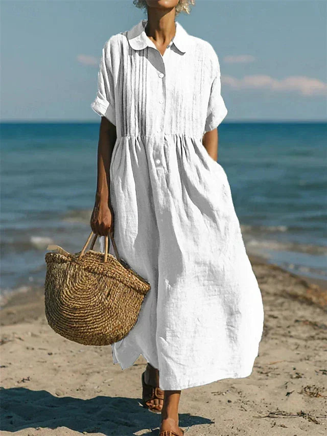 Warren | Elegant Collared Button Dress