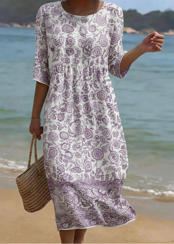 Warren | Lavender Ruffle Midi Dress