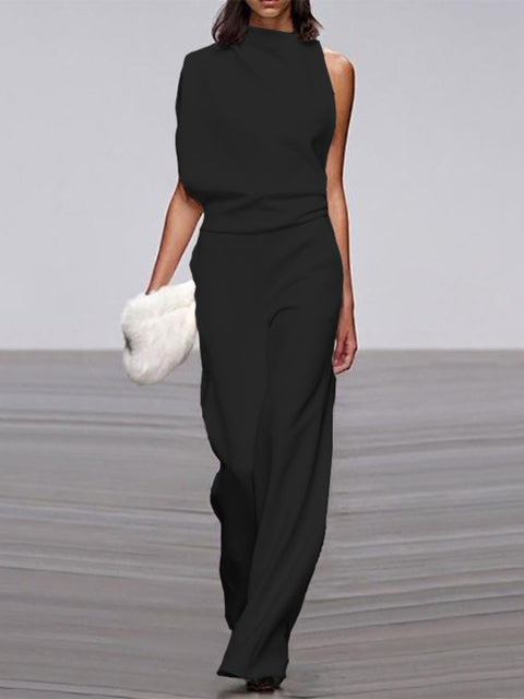 Warren | Elegant Sleeveless Draped Wide-Leg Jumpsuit