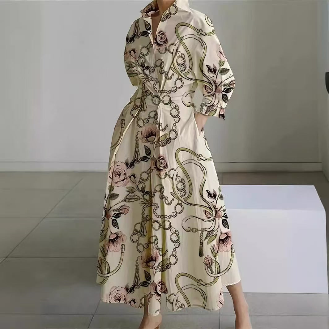 Women's Collared Flowy Maxi Dress