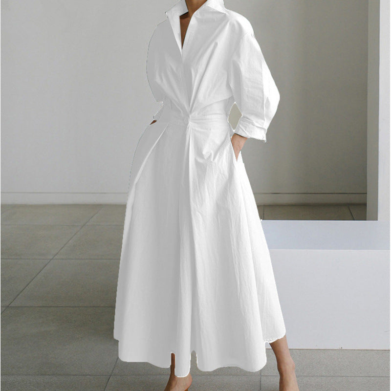 Women's Collared Flowy Maxi Dress