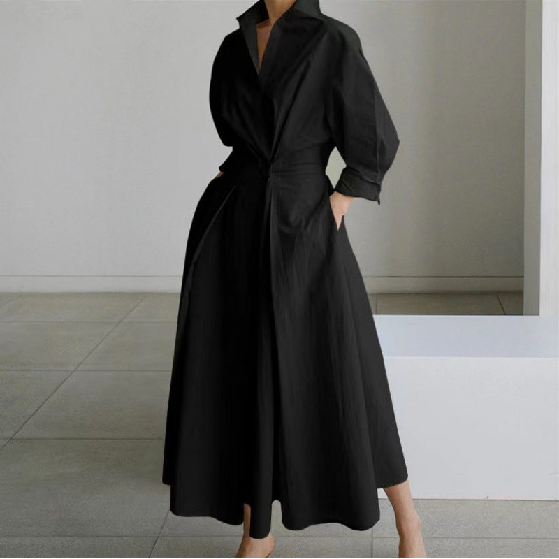 Women's Collared Flowy Maxi Dress
