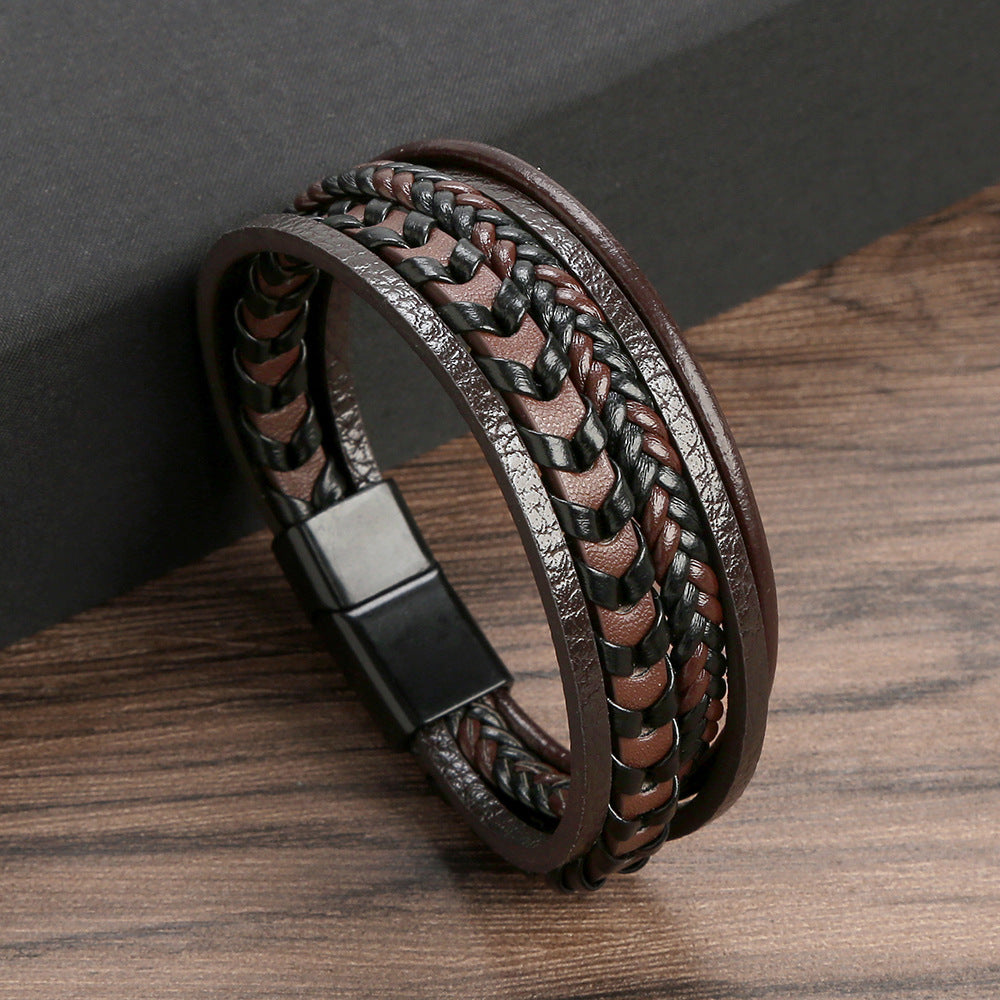 Men's Pattern Leather Bracelet
