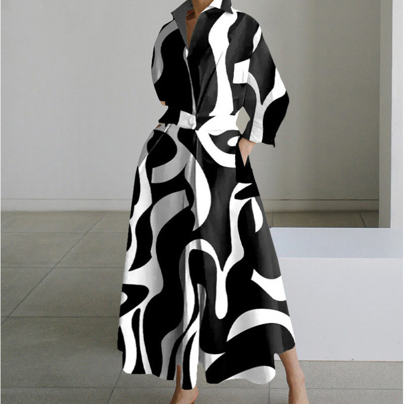 Women's Collared Flowy Maxi Dress