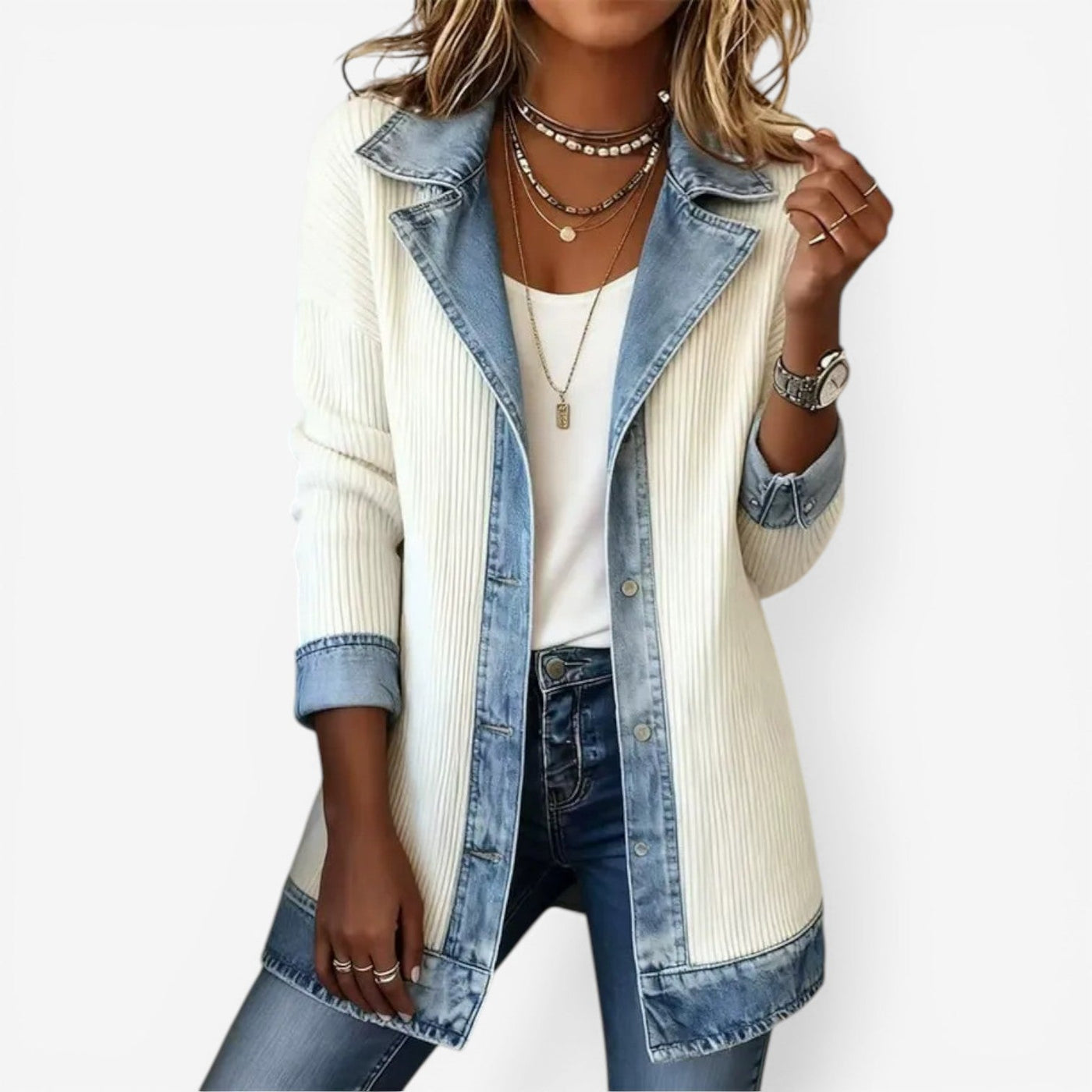 Warren | Elegant Layered Collar Button Jacket