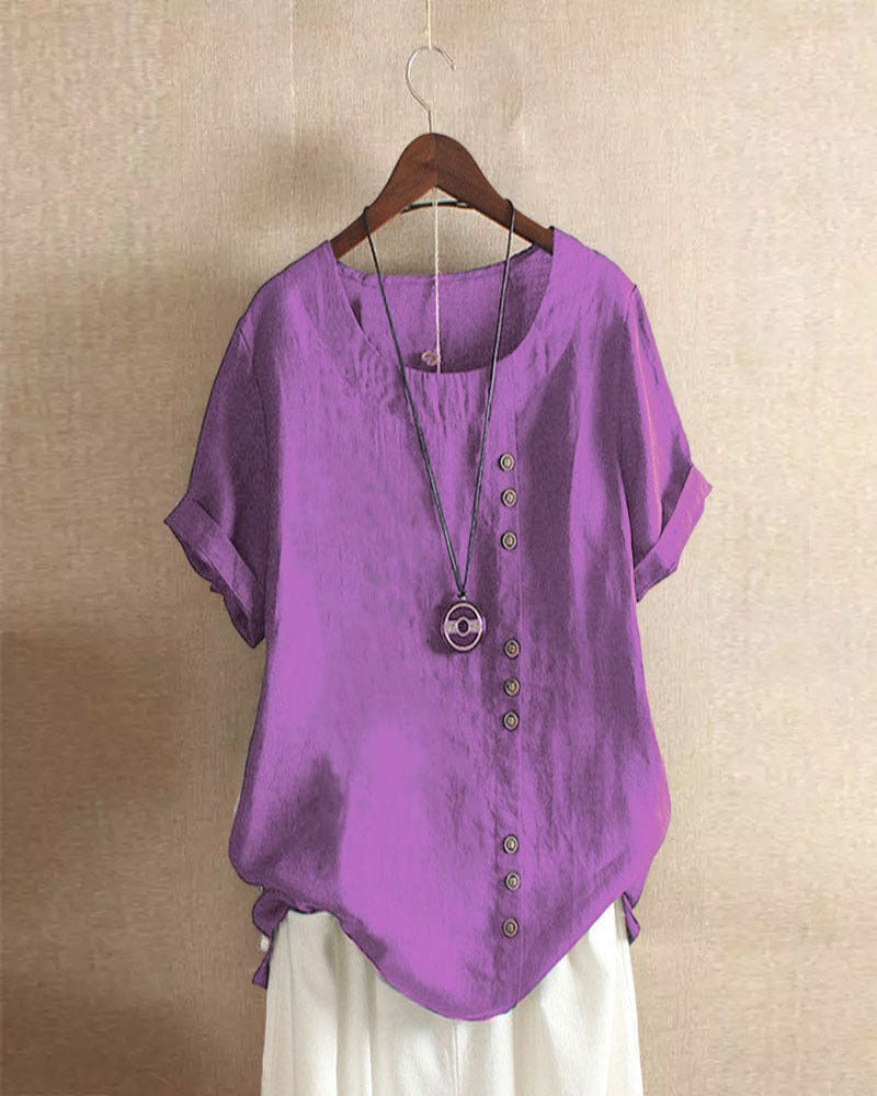 Women's Round-Neck Short-Sleeve Blouse