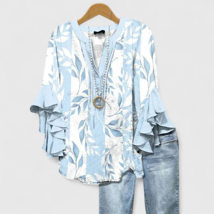 Seraphina | Elegant Ruffle Sleeve Floral Blouse