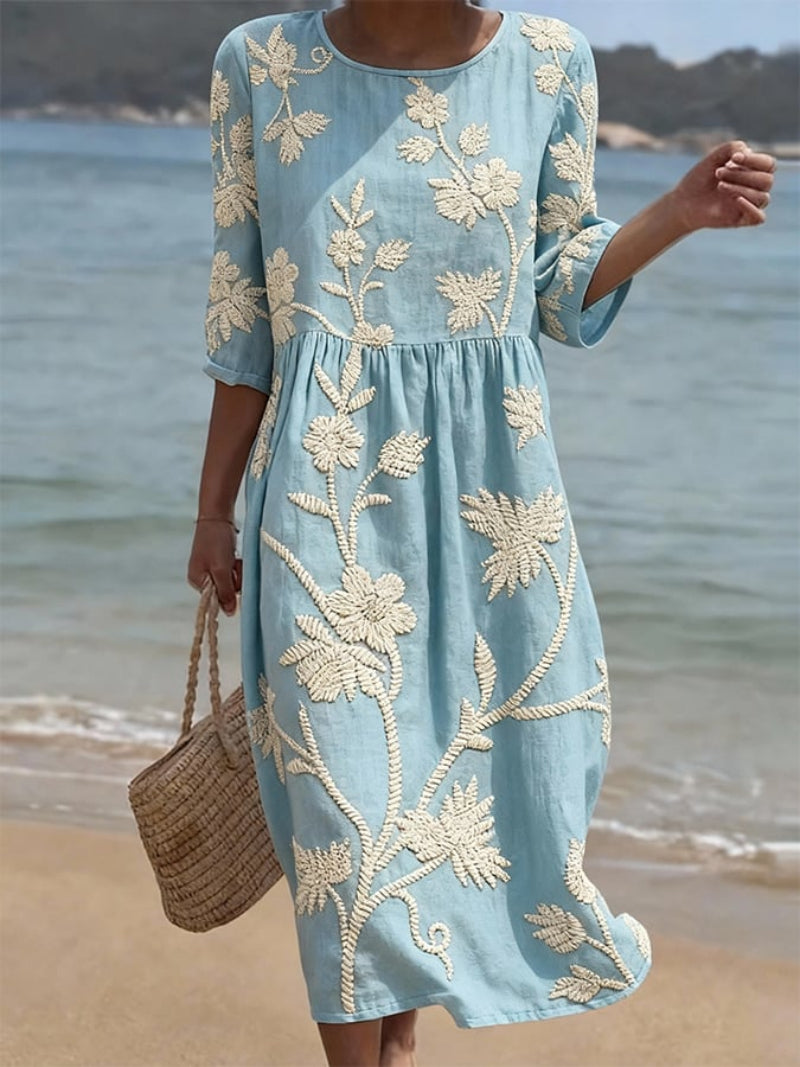 Warren | Elegant Floral Round Neck Dress