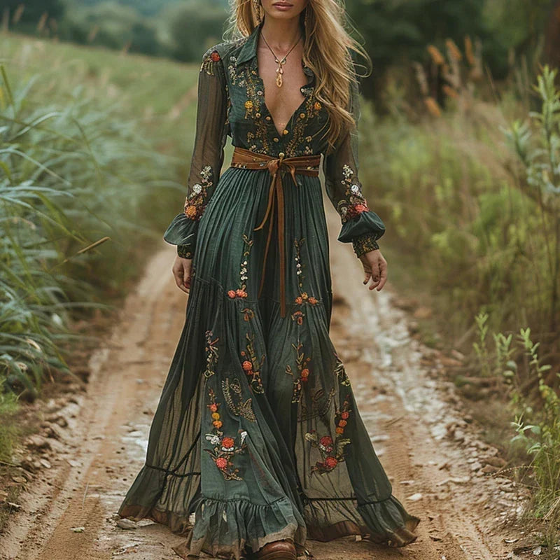 Warren | Embroidered Bohemian Maxi Dress