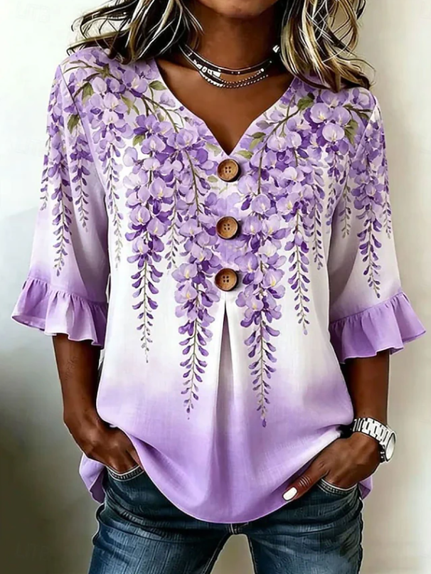Luna | Bohemian Floral Button Blouse