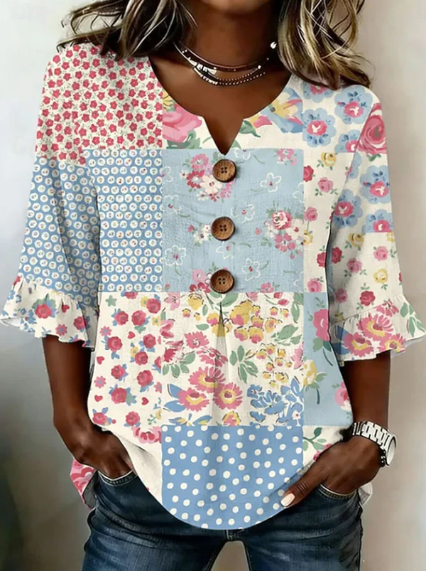 Warren | Bohemian Floral Button Blouse