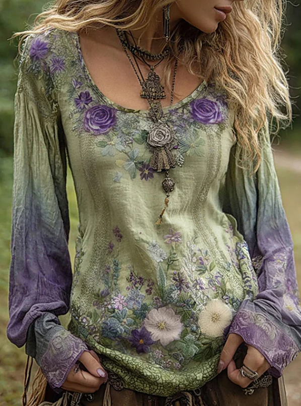 Warren | Boho Floral Long Sleeve Blouse