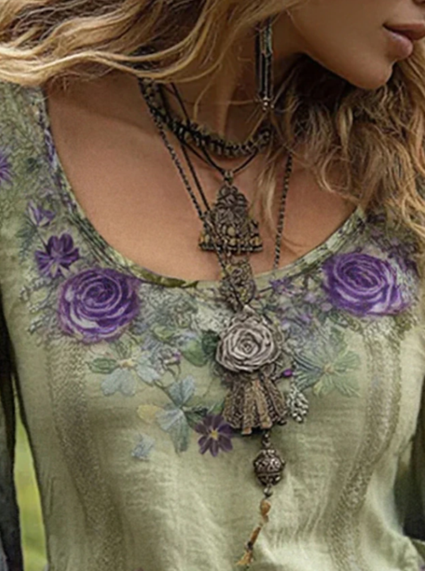 Seraphina | Boho Floral Long Sleeve Blouse
