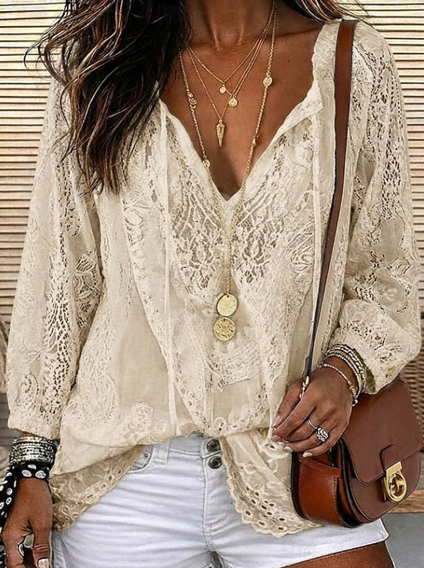 Amara | Boho Lace V-Neck Kimono Cardigan Top
