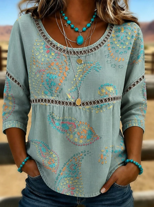 Warren | Boho Embroidered Everyday V-Neck Top